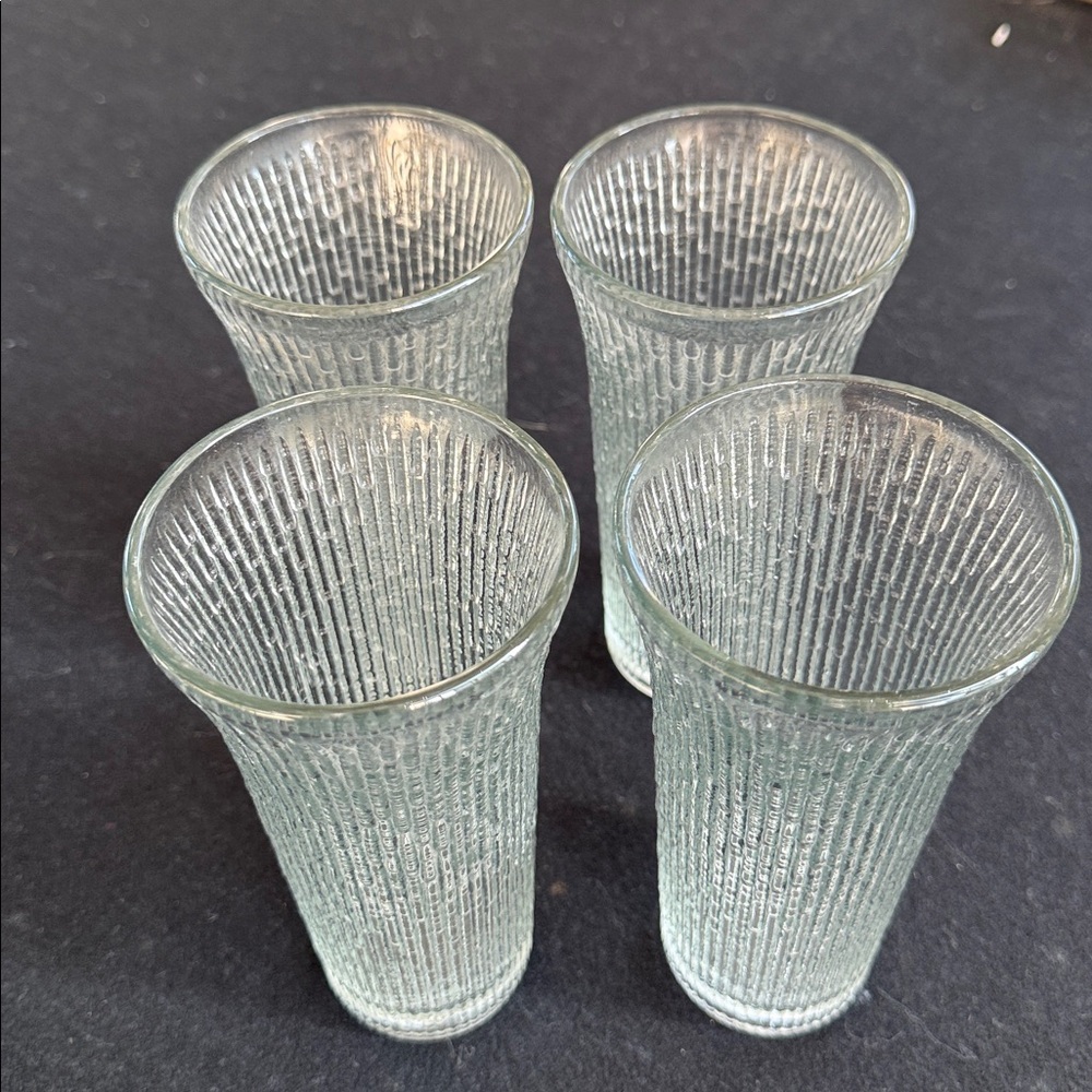 4 Jeannette Finlandia Glass Flared Tumblers, Clear